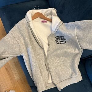 Edikted Gray Kids Jacket with Inspirational Text